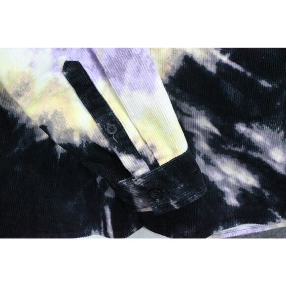 H&M Black Shirt Corduroy Tie Dye Long Sleeve Cotton Mens Medium Shacket - Picture 4 of 7